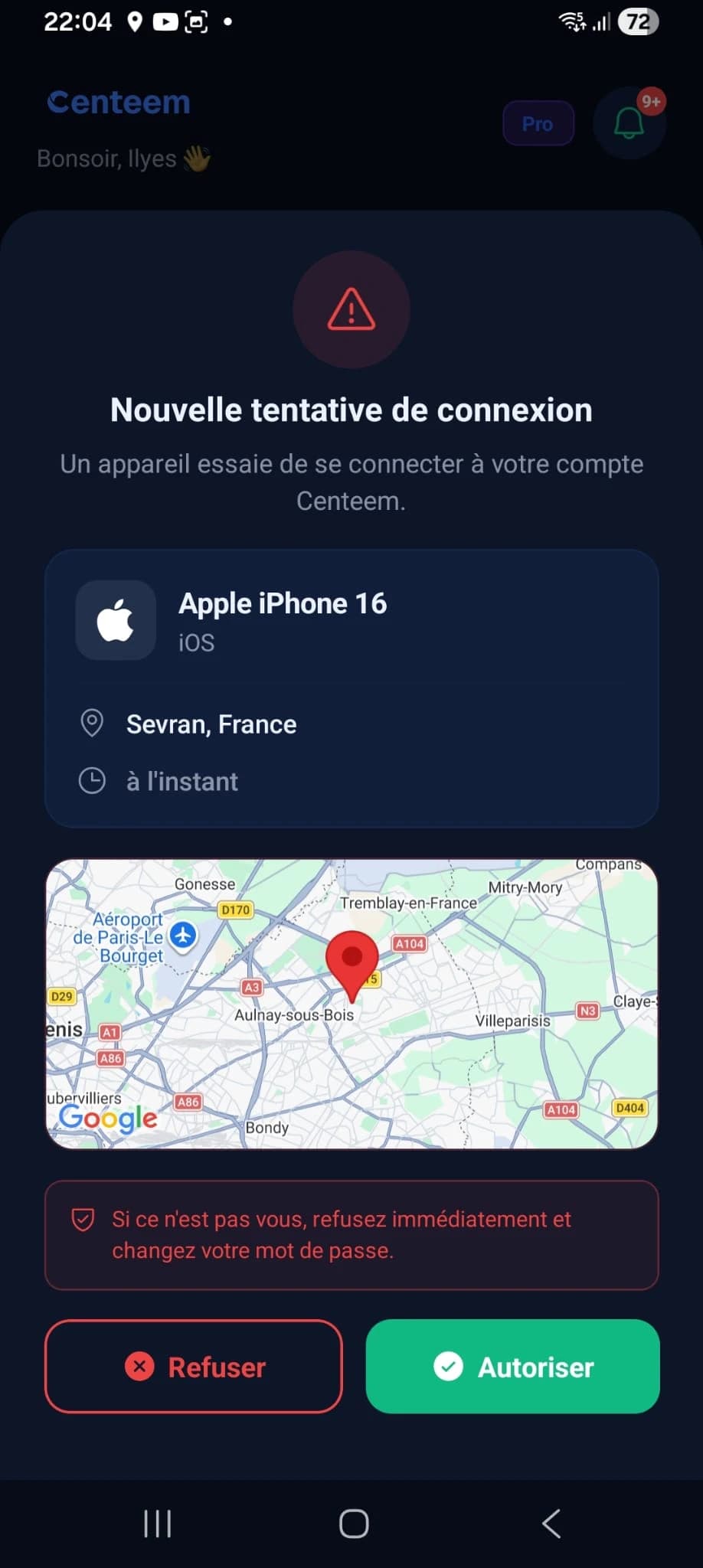 Validation de connexion