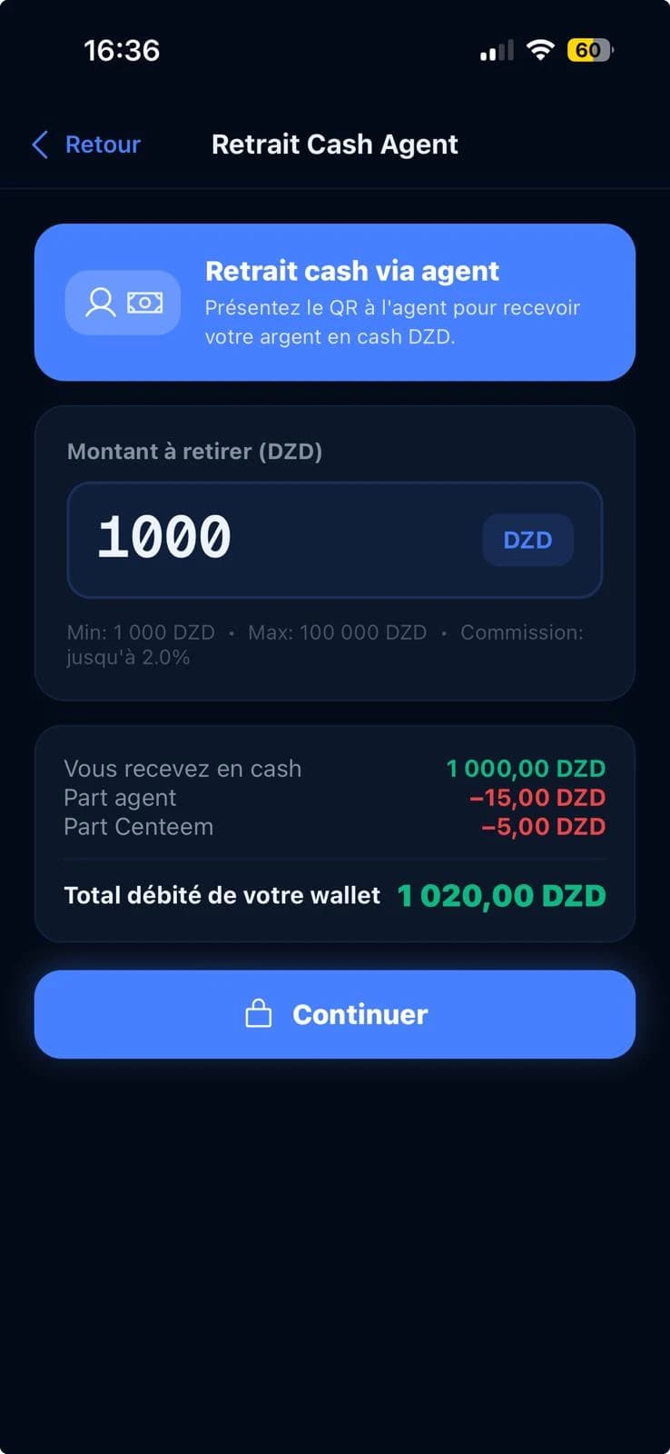 Withdraw cash